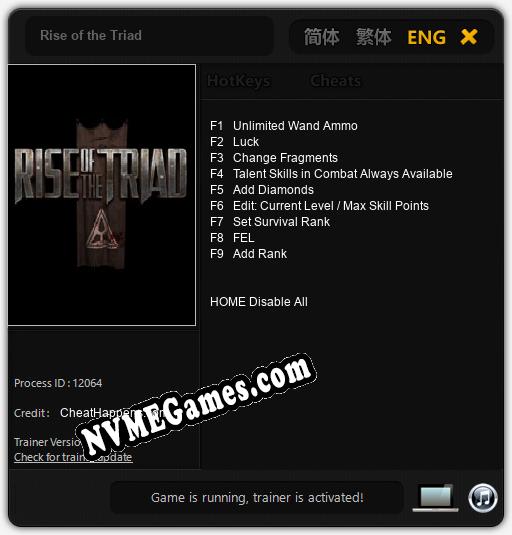 Rise of the Triad: Cheats, Trainer +9 [CheatHappens.com]