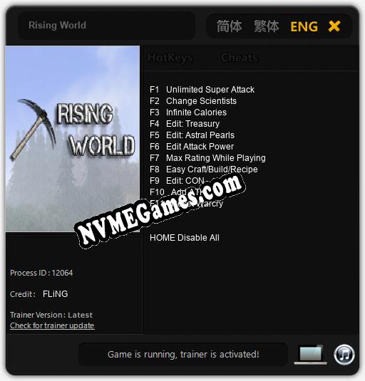 Treinador liberado para Rising World [v1.0.7]