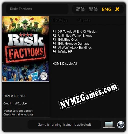 Risk: Factions: Trainer +6 [v1.4]