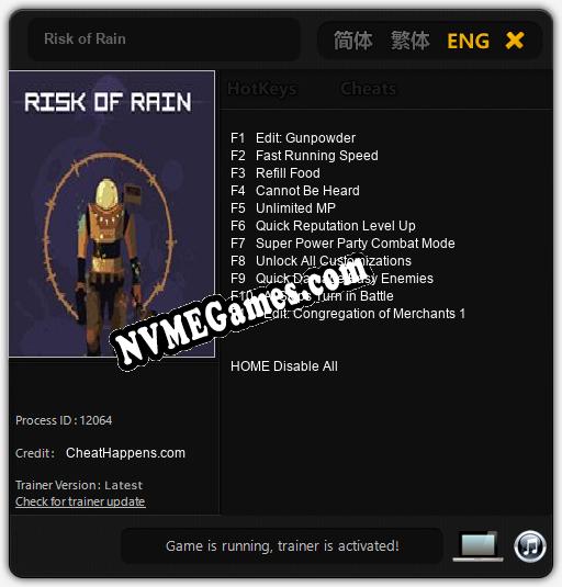 Risk of Rain: Cheats, Trainer +11 [CheatHappens.com]