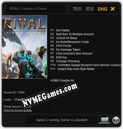 RIVAL: Crimson x Chaos: Treinador (V1.0.76)