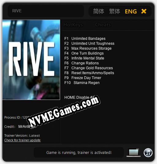 RIVE: Cheats, Trainer +10 [MrAntiFan]