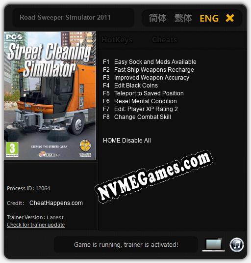 Road Sweeper Simulator 2011: Treinador (V1.0.18)