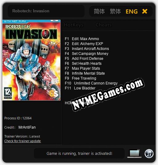 Robotech: Invasion: Treinador (V1.0.56)