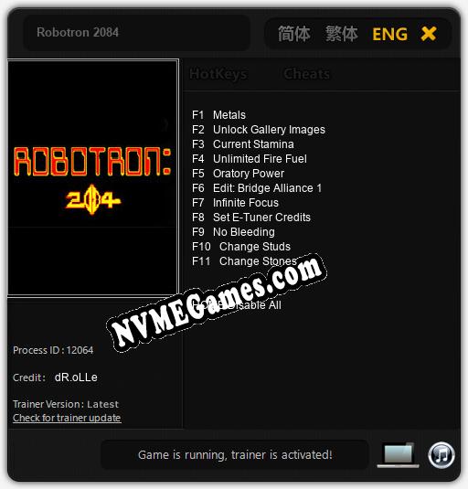 Treinador liberado para Robotron 2084 [v1.0.7]