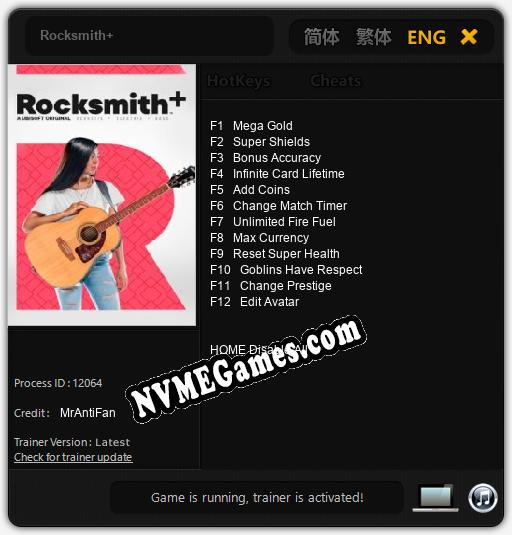 Treinador liberado para Rocksmith+ [v1.0.1]