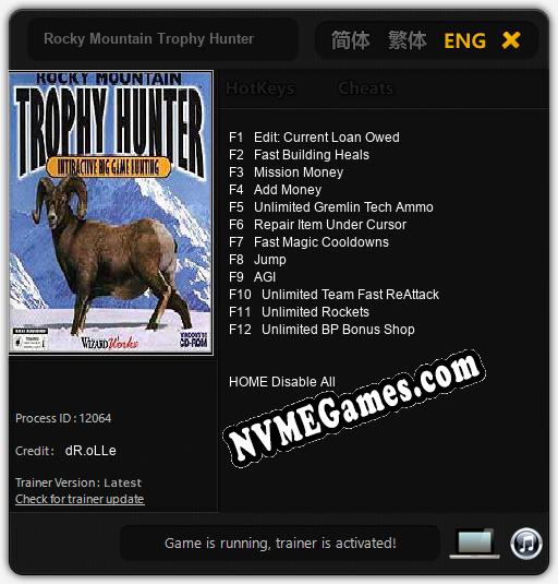 Rocky Mountain Trophy Hunter: Treinador (V1.0.13)