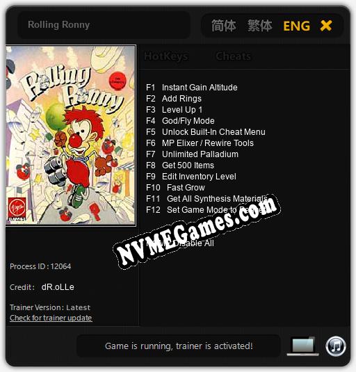 Rolling Ronny: Cheats, Trainer +12 [dR.oLLe]