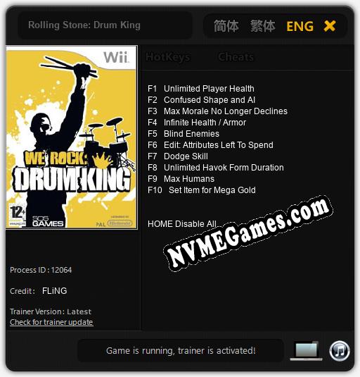 Treinador liberado para Rolling Stone: Drum King [v1.0.5]