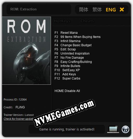 Treinador liberado para ROM: Extraction [v1.0.9]