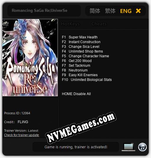 Romancing SaGa Re;UniverSe: Trainer +10 [v1.1]