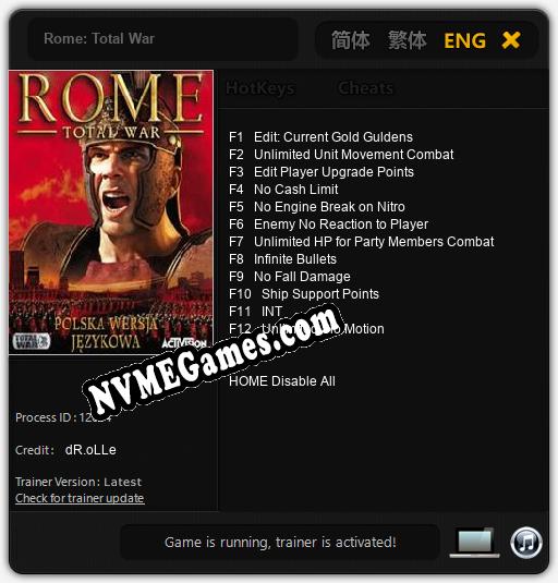 Rome: Total War: Treinador (V1.0.26)