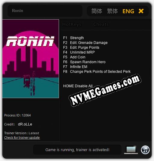 Ronin: Cheats, Trainer +8 [dR.oLLe]