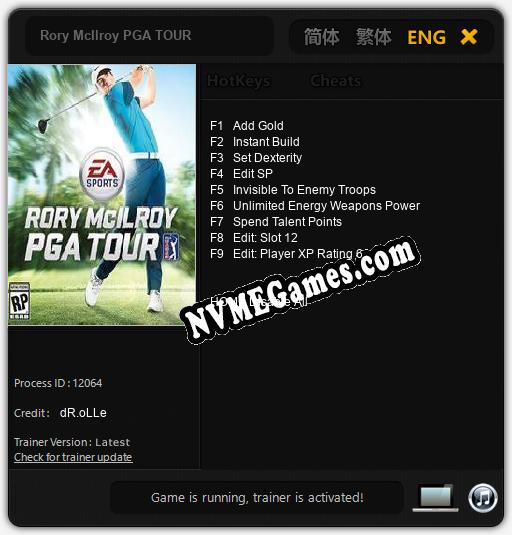 Rory McIlroy PGA TOUR: Trainer +9 [v1.6]