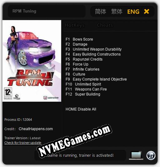 Treinador liberado para RPM Tuning [v1.0.2]