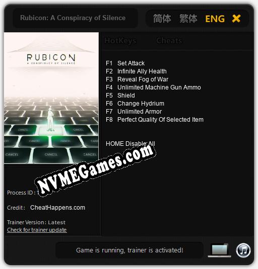 Rubicon: A Conspiracy of Silence: Cheats, Trainer +8 [CheatHappens.com]