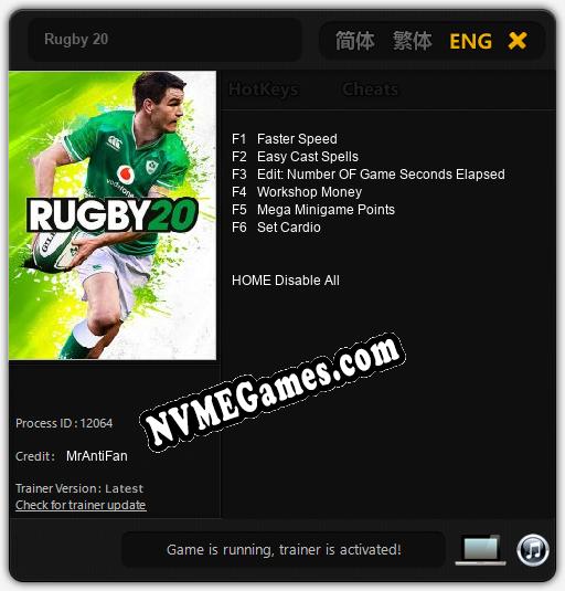 Rugby 20: Trainer +6 [v1.4]