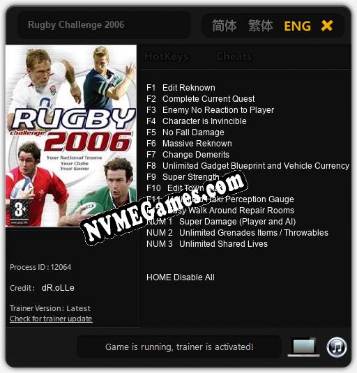 Rugby Challenge 2006: Treinador (V1.0.72)