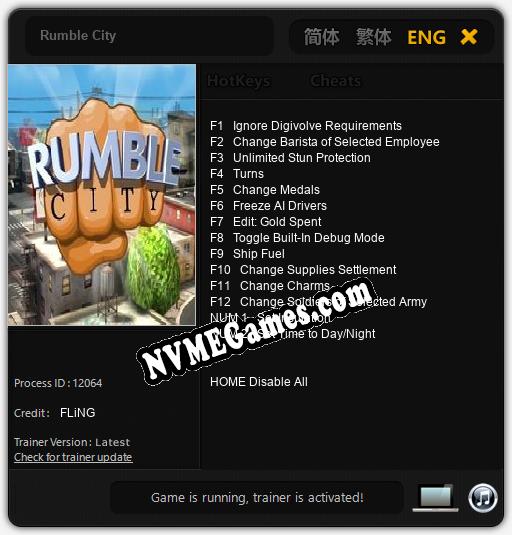 Rumble City: Cheats, Trainer +14 [FLiNG]