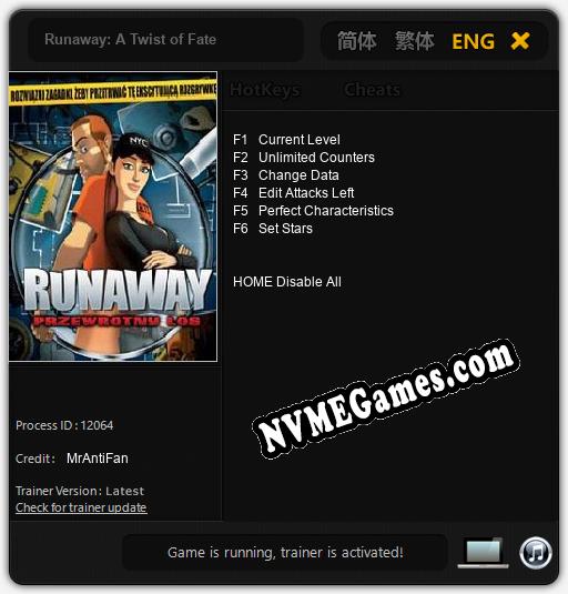 Runaway: A Twist of Fate: Trainer +6 [v1.7]