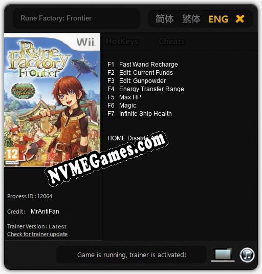 Rune Factory: Frontier: Treinador (V1.0.15)