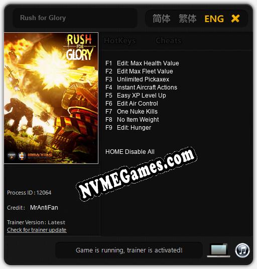 Rush for Glory: Cheats, Trainer +9 [MrAntiFan]