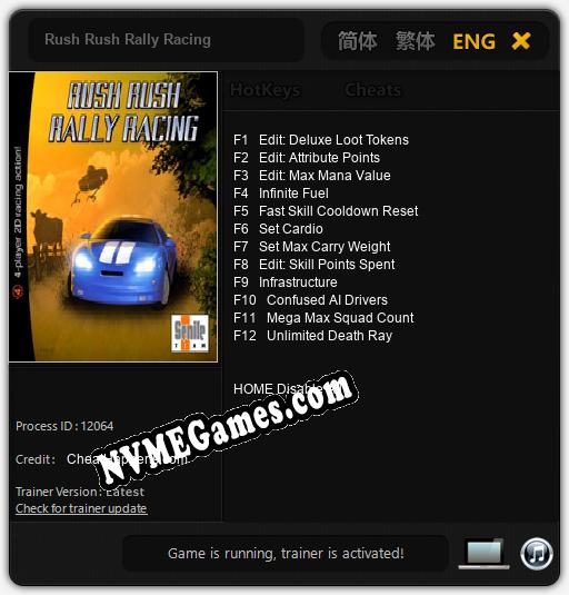 Treinador liberado para Rush Rush Rally Racing [v1.0.2]