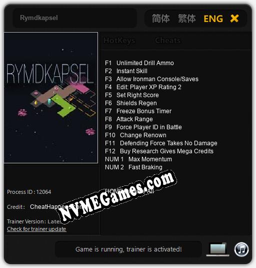 Rymdkapsel: Cheats, Trainer +14 [CheatHappens.com]