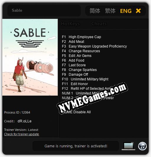 Sable: Cheats, Trainer +14 [dR.oLLe]