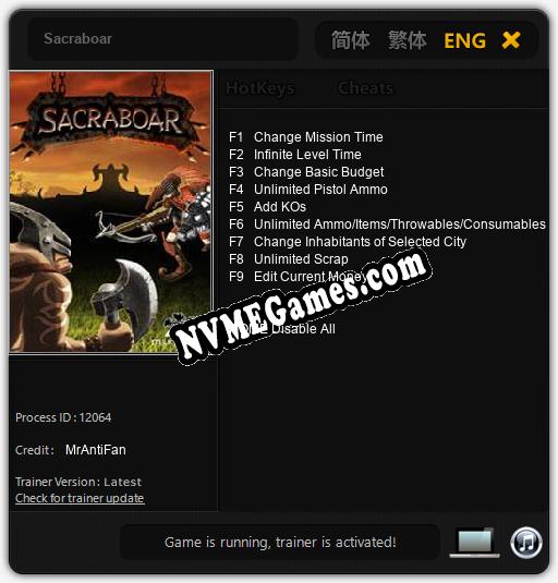 Sacraboar: Treinador (V1.0.33)