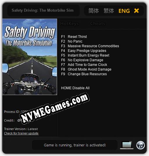 Safety Driving: The Motorbike Simulation: Cheats, Trainer +9 [dR.oLLe]