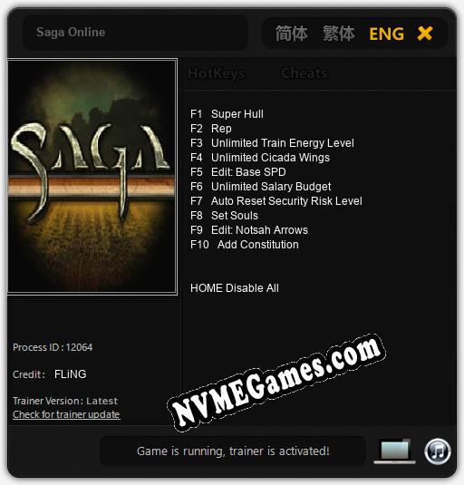 Saga Online: Cheats, Trainer +10 [FLiNG]