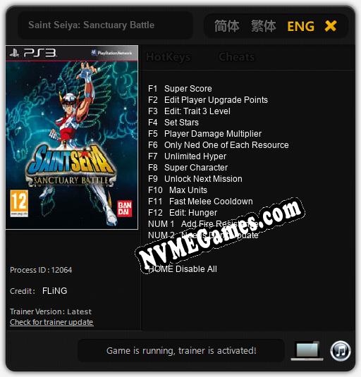 Saint Seiya: Sanctuary Battle: Trainer +14 [v1.9]