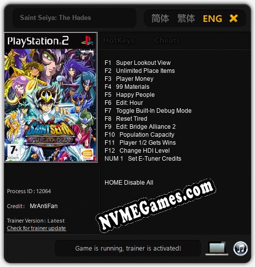 Saint Seiya: The Hades: Cheats, Trainer +13 [MrAntiFan]