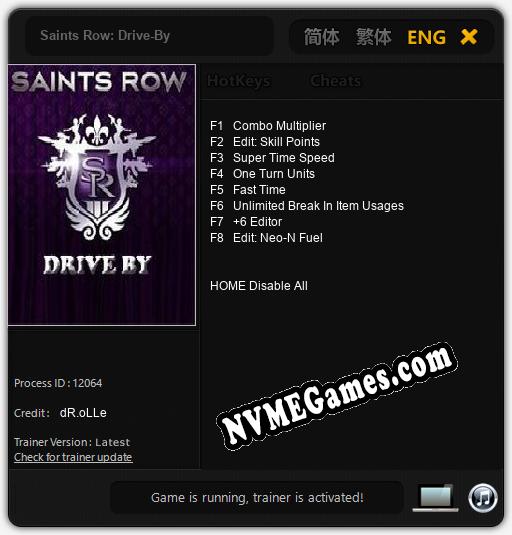 Saints Row: Drive-By: Trainer +8 [v1.5]