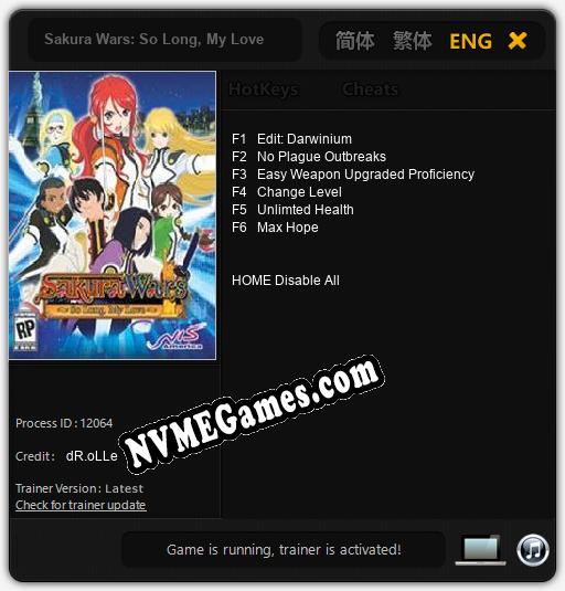 Sakura Wars: So Long, My Love: Trainer +6 [v1.5]