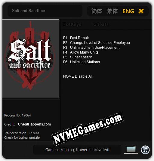 Salt and Sacrifice: Cheats, Trainer +6 [CheatHappens.com]