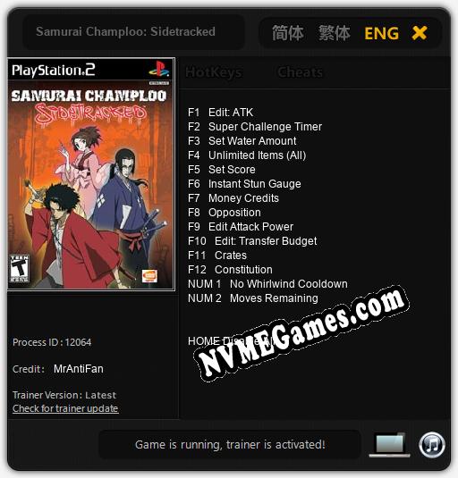 Samurai Champloo: Sidetracked: Cheats, Trainer +14 [MrAntiFan]