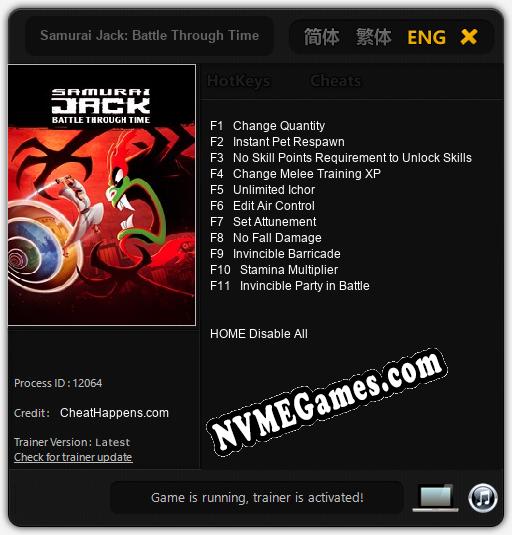 Samurai Jack: Battle Through Time: Treinador (V1.0.3)