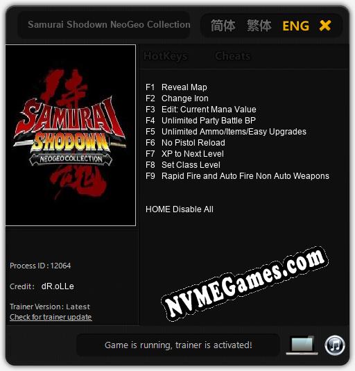 Samurai Shodown NeoGeo Collection: Treinador (V1.0.46)