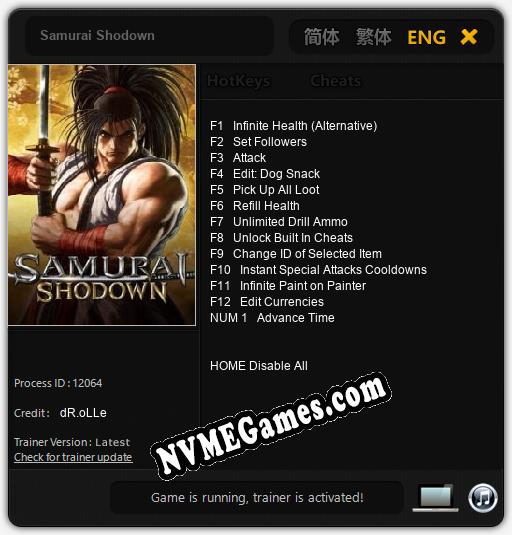 Treinador liberado para Samurai Shodown [v1.0.4]