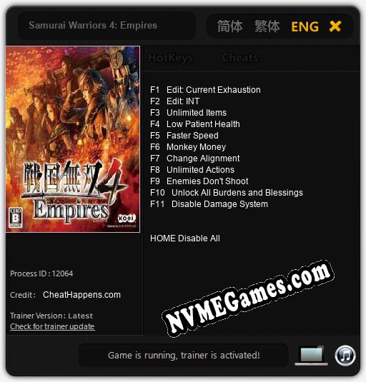 Samurai Warriors 4: Empires: Treinador (V1.0.31)