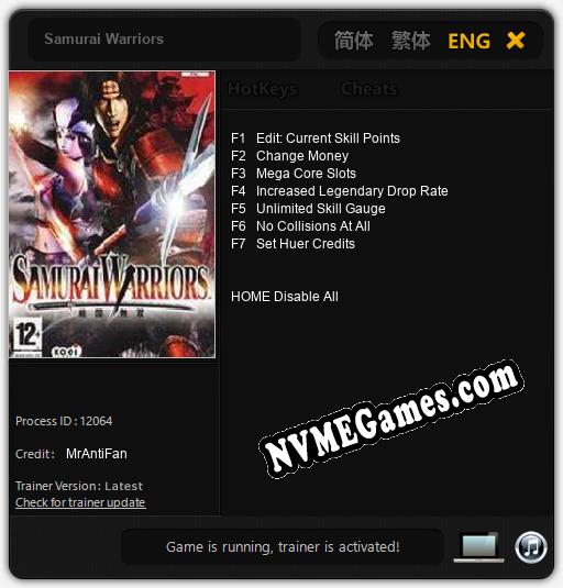 Treinador liberado para Samurai Warriors [v1.0.2]