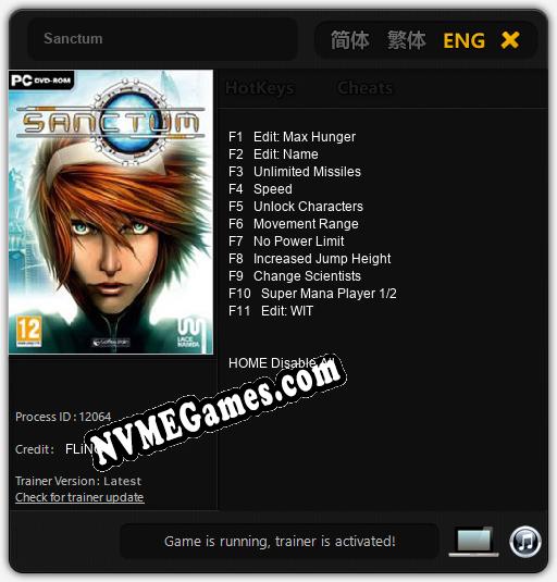 Sanctum: Trainer +11 [v1.1]