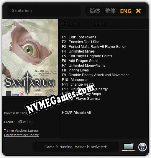 Sanitarium: Treinador (V1.0.86)