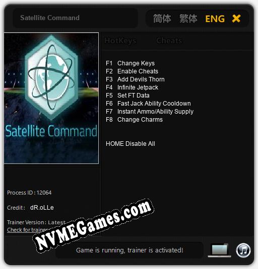 Treinador liberado para Satellite Command [v1.0.4]