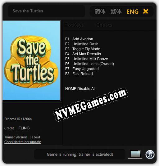 Treinador liberado para Save the Turtles [v1.0.7]