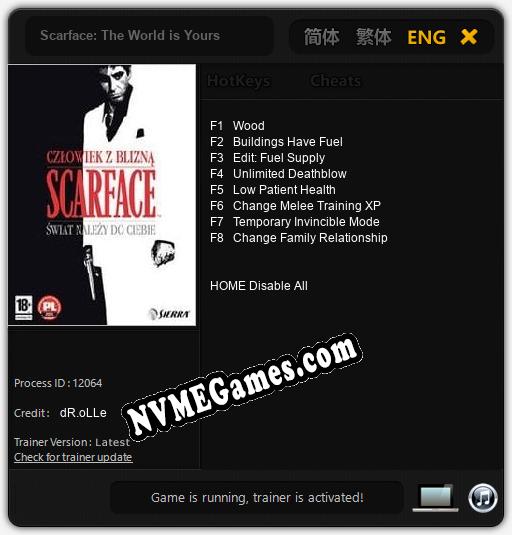 Scarface: The World is Yours: Treinador (V1.0.72)