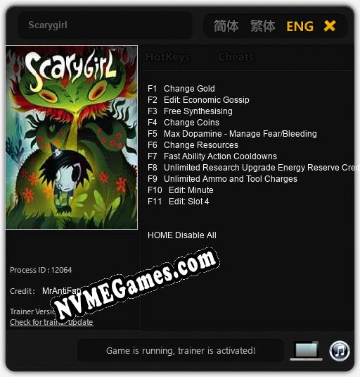 Scarygirl: Trainer +11 [v1.5]