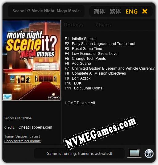 Scene It? Movie Night: Mega Movies: Cheats, Trainer +11 [CheatHappens.com]